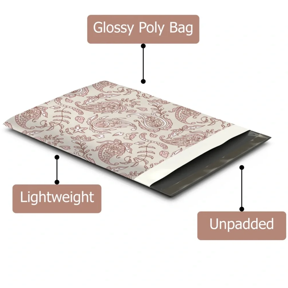 NEW! 20 Fall Pink Paisley Poly Mailers